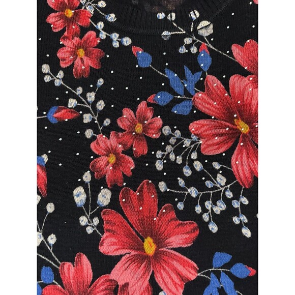 Emily Daniels floral sweater with rhinestones size M EUC - Picture 3 of 7